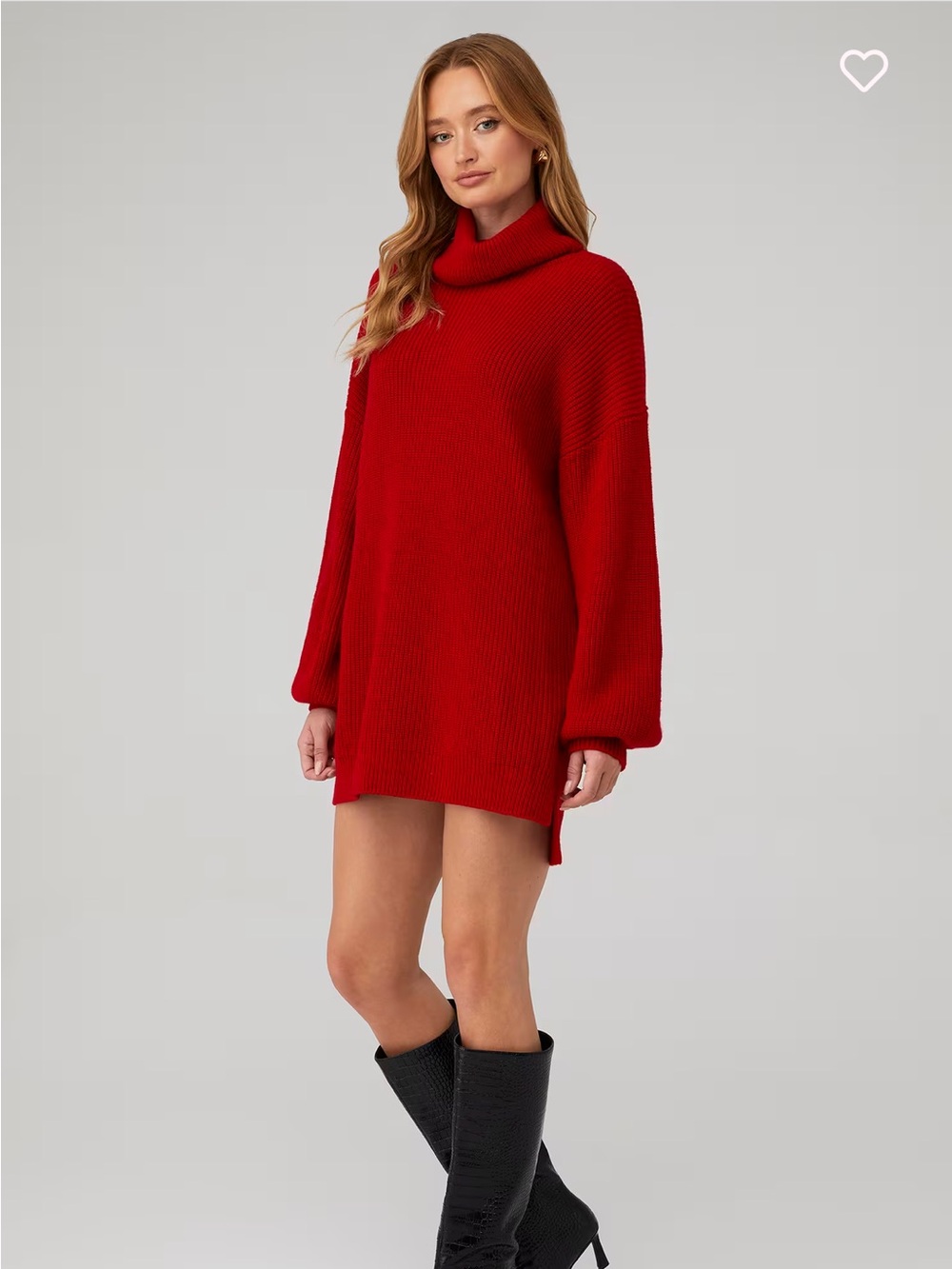 Show Me Your Mumu S Chester Sweater Dress Red Turtleneck Balloon Sleeve Mini